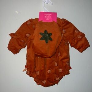 NWT Baby Girl Orange Pumpkin Costume Romper with Hat